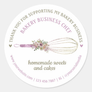 Adesivo Catering Bakery Chef Glitter Whisler Obrigados