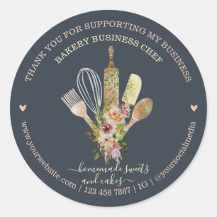 Adesivo Catering Bakery Chef Russo Eucalyptus marinho boho