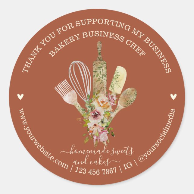 Adesivo Catering Bakery Chef Russo terracotta (Frente)