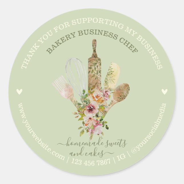 Adesivo Catering Bakery Chef Russo verde cinza (Frente)