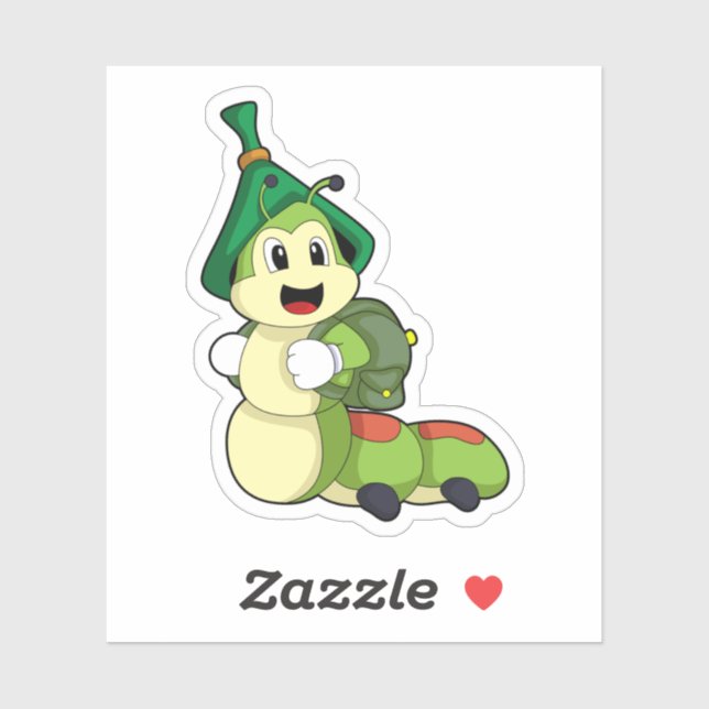 Adesivo Caterpillar as Student with Backpack (Folha)