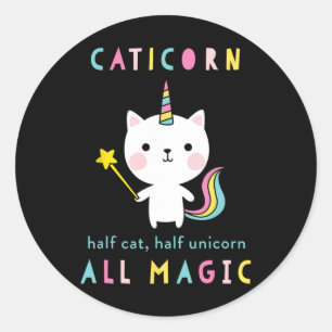 Adesivo Caticorn Half Cat Unicorn Camisa Garotas Cutes Meo