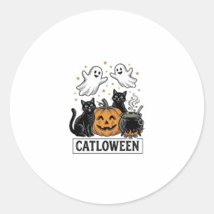 Adesivo Catloween Vintage Gato Fantasma Camisa de Hallowee