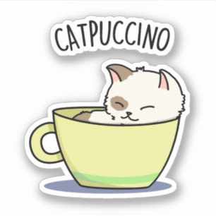 Adesivo Catpucccino Gato De Gatinho Gato De Gatinho Bonito