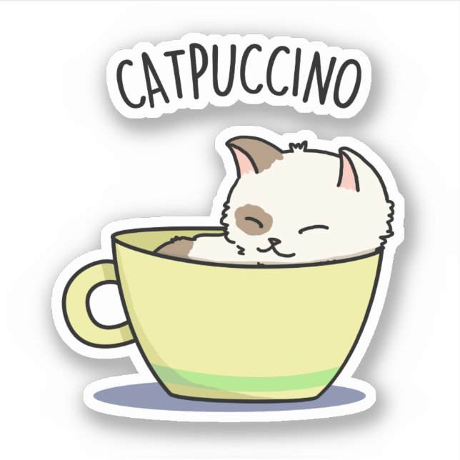 Adesivo Catpuccino Gato De Gatinho Engraçado Na Taça (Frente)