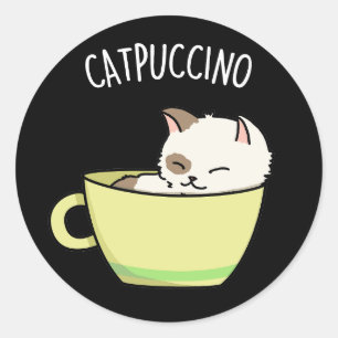Adesivo Catpuccino Gato De Gatinho Engraçado Na Taça