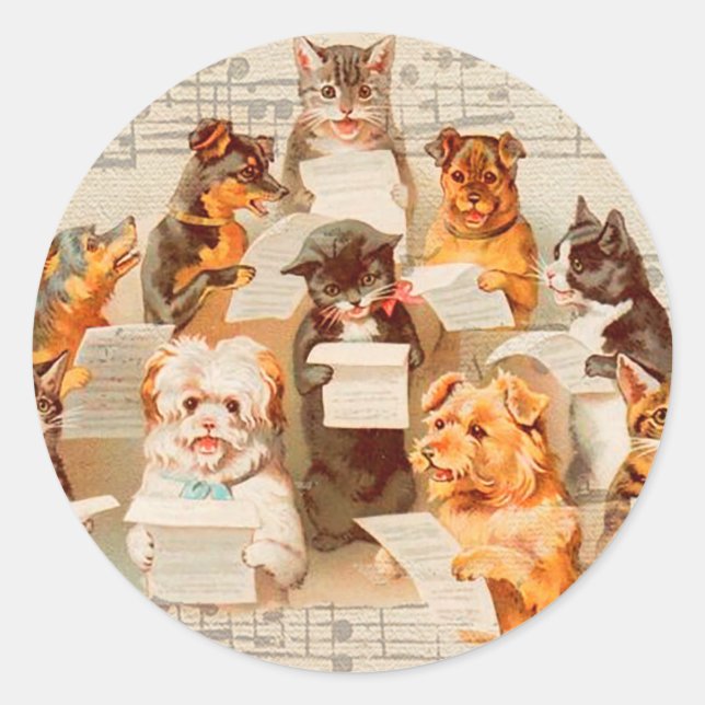 Adesivo Cats & Dogs Singing, Vintage Arthur Thiele (Frente)