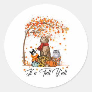 Adesivo Cat's Fall Y'all Pumpkins Autumn Halloween Cat