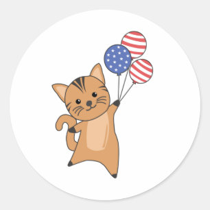 Adesivo Cats Funny Cat 4th Of July American Flag