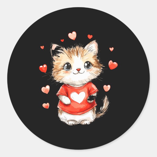 Adesivo Cats Lover Heart Girls Kitten Valentine’s Day Wome (Frente)