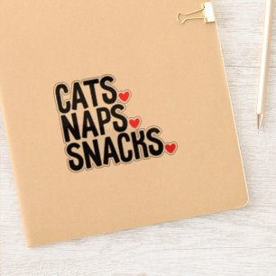 Adesivo Cats Naps Snacks - Amantes de gatos