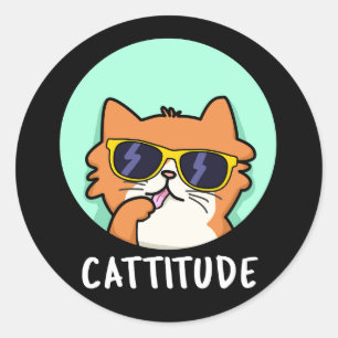 Adesivo Cattitude Piada de Gato Divertida Fundo Preto