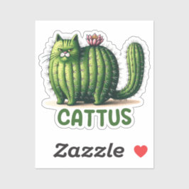 Adesivo Cattus Cactus Pun Engraçado Vinheta Gato