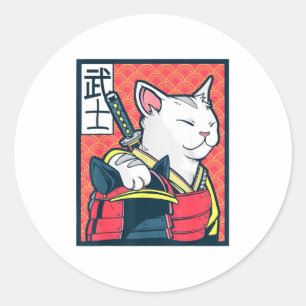 Adesivo Catzilla Arte de Gato Japonês Antigo Camiseta Ninj
