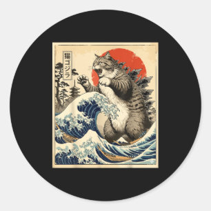 Adesivo Catzilla Arte Japonês Amante de Gato Estampa Gráfi