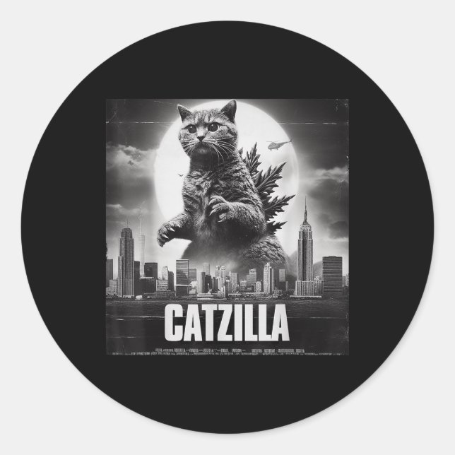 Adesivo Catzilla Cat Art Japonês Engraçado (Frente)