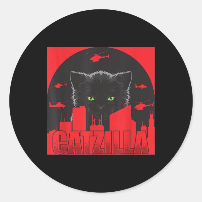 Adesivo Catzilla Cat Japonês Funny Catzilla (Frente)