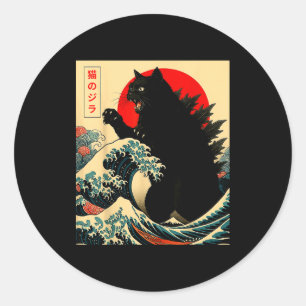 Adesivo Catzilla Gato Arte Japonês Engraçado Para Homens M