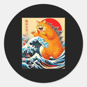 Adesivo Catzilla gato laranja arte japonesa para homens mu