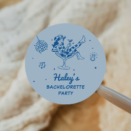 Adesivo Caubói de Disco Azul Rodeio Fim de Semana de Despe