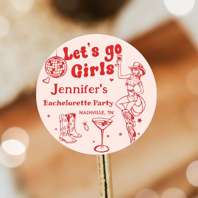 Adesivo Caubói de Disco Vermelho Rodeio Festa de Despedida (Criador carregado)