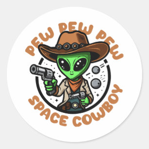 Adesivo Caubói Espacial Alien Divertido