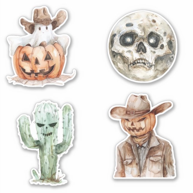 Adesivo Caubói Ocidental Vaqueira Halloween (Frente)