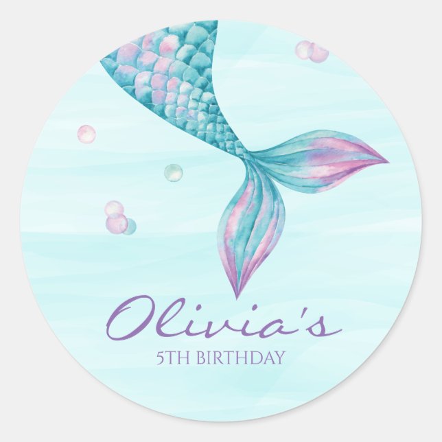 Adesivo Cauda de Sereia Debaixo do Mar Aniversário Clássic (Frente)