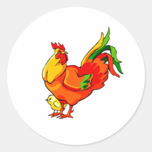 Adesivo cauda verde do galo com bebê chick.png