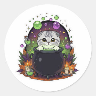 Adesivo Cauldron Fold - Cute Scottish Fold Witeen