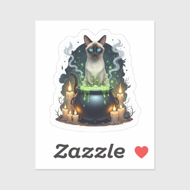 Adesivo Cauldron Siamese - Gato Magical Siamês (Folha)