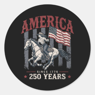 Adesivo Cavaleira Americana 250 Anos Cavalgando Bandeira 1