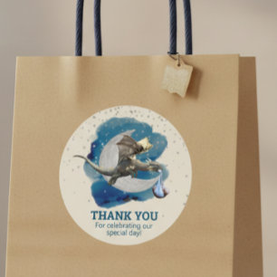 Adesivo Cavaleiro Dragão Estrelas Obrigado Chá de Bebê