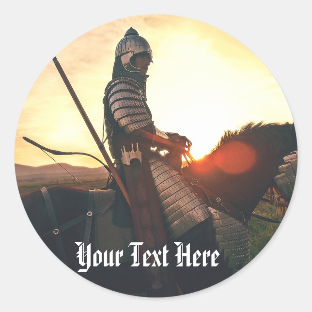 Adesivo Cavaleiro Montado Medieval de Fantasia de Jogos (Frente)