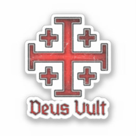 Adesivo Cavaleiro Templário de Jerusalém Cruz Deus Vult