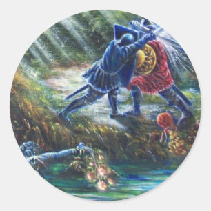 Adesivo Cavaleiros de luta de ROSA, dinheiro e diabo esque