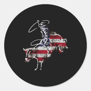 Adesivo Cavalgada de touro de rodeio americano retrô grung