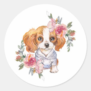 Adesivo Cavalier Cavalier King Charles Spaniel e Flores