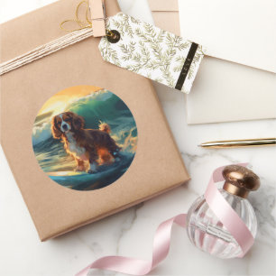 Adesivo Cavalier King Beach Surfing Painting