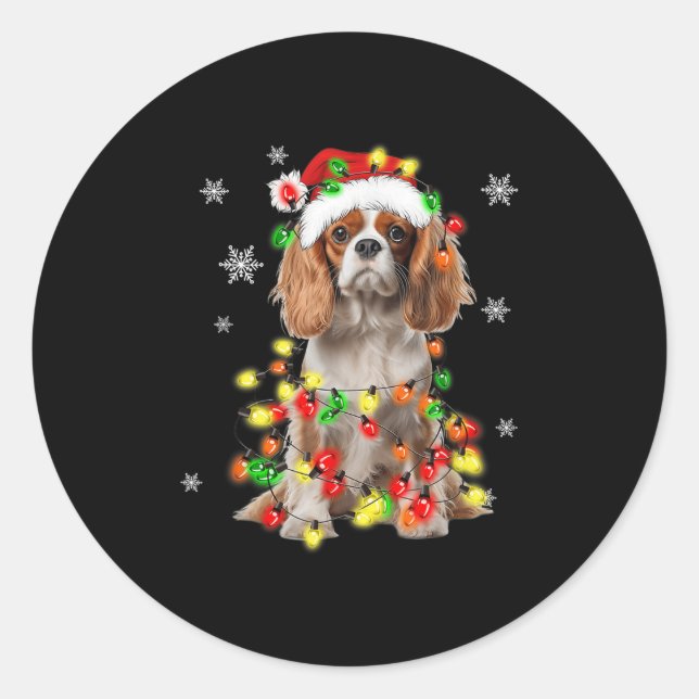 Adesivo Cavalier King Charles Spaniel às luzes de Natal (Frente)