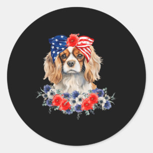 Adesivo Cavalier King Charles Spaniel Bandana Usa Flag 4º