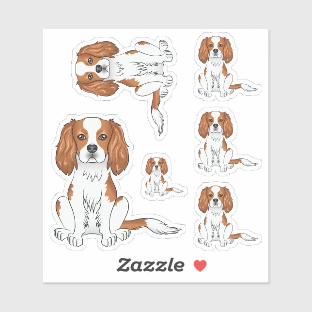 Adesivo Cavalier King Charles Spaniel Blenheim Cachorro Se (Folha)