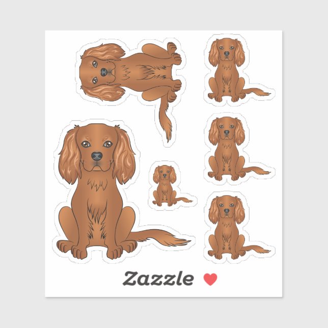 Adesivo Cavalier King Charles Spaniel Cachorro Sentado Rub (Folha)