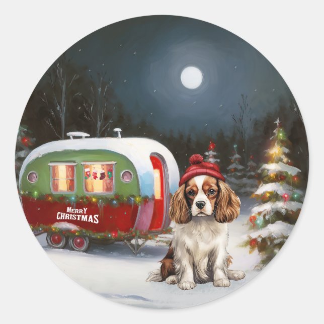 Adesivo Cavalier King Charles Spaniel Caravana Natal  (Frente)