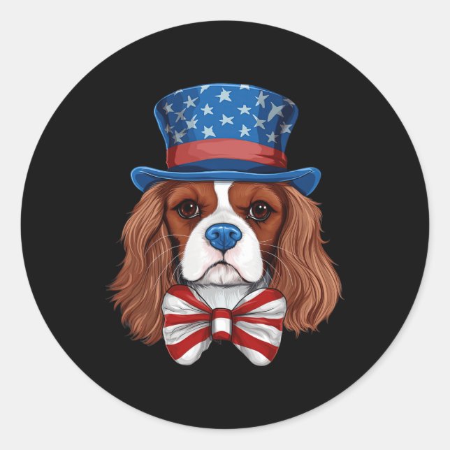 Adesivo Cavalier King Charles Spaniel Com a Bandeira dos E (Frente)
