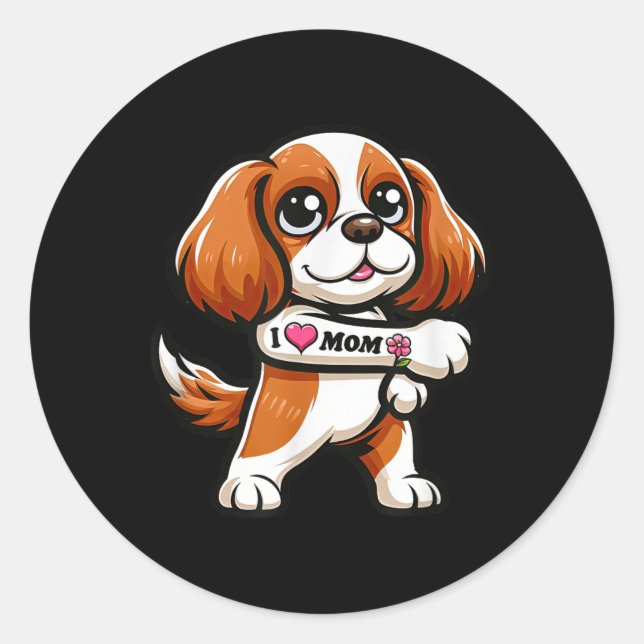 Adesivo Cavalier King Charles Spaniel Eu Amo Mamãe Cachorr (Frente)