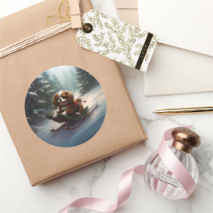 Adesivo Cavalier King Charles Spaniel neve de Natal