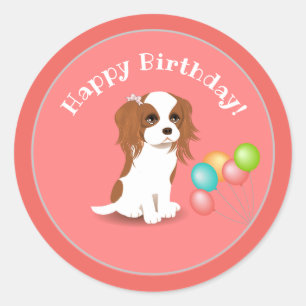 Adesivo Cavalier King Charles Spaniel Pink Feliz Aniversá