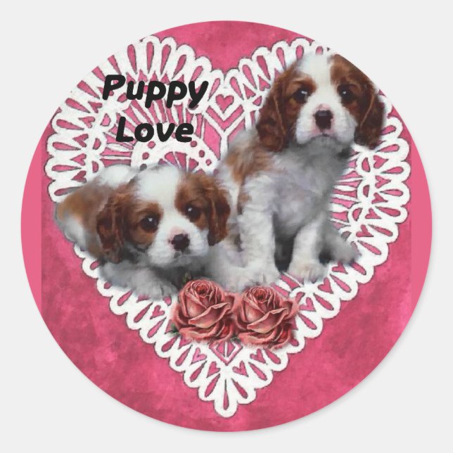 Adesivo Cavalier King Charles Spaniel Puppy Love (Frente)