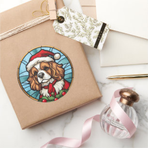 Adesivo Cavalier King Charles Spaniel Vidro Natal